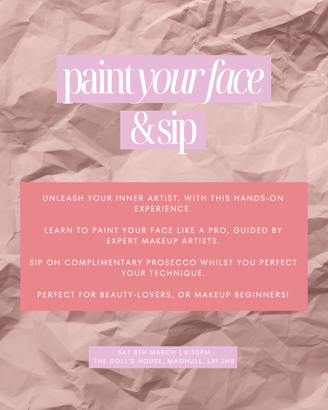 Festive Paint Your Face & Sip | Various Dates Available