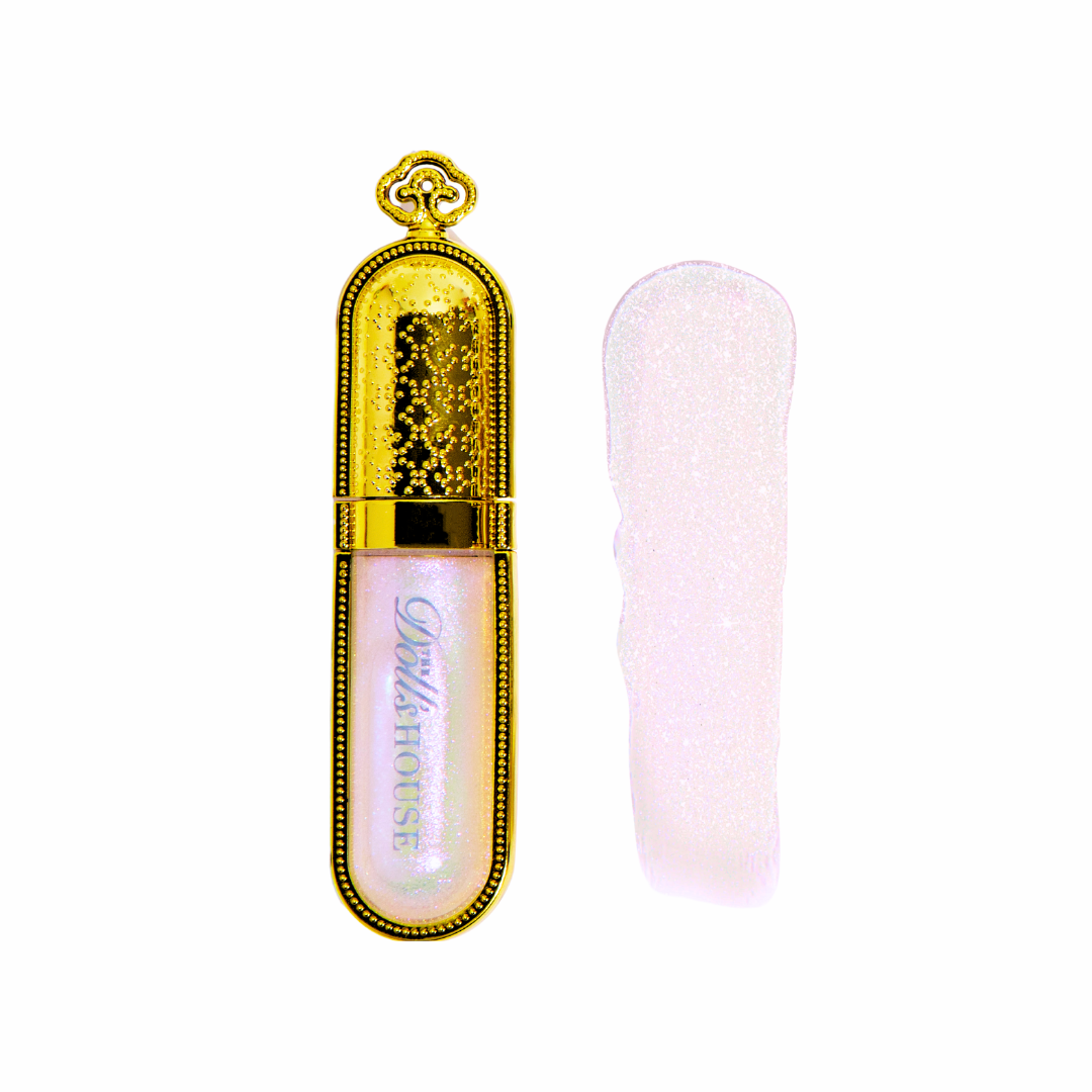 fearless is a clear long lasting gloss with pink and purple iridescent sparkle