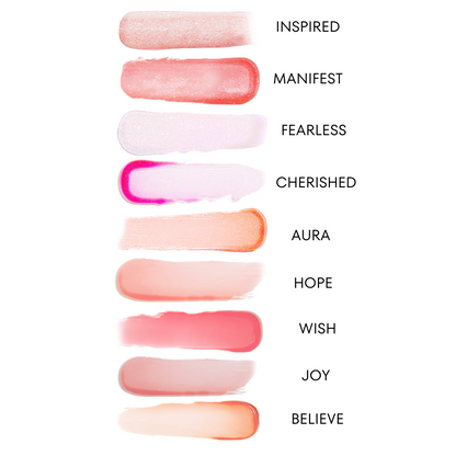 9 shades of long-lasting lip gloss ranging from pink gloss, nude gloss and red gloss.